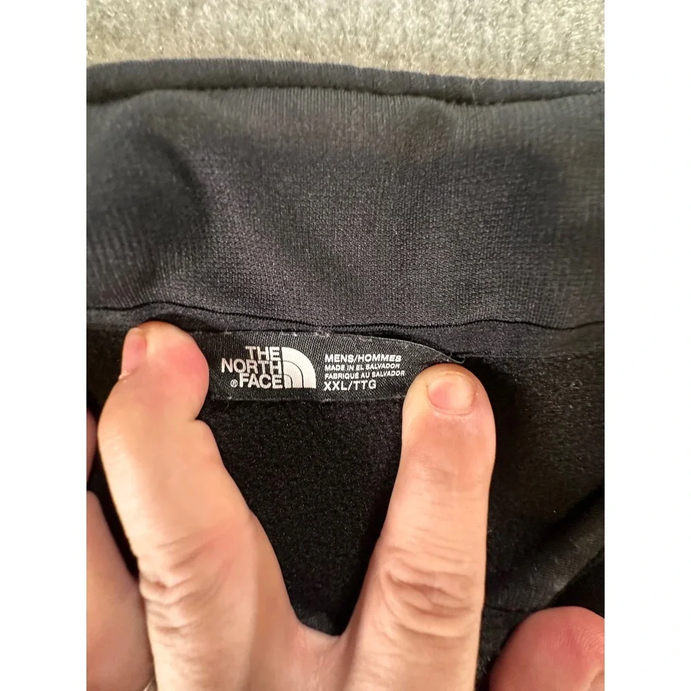 The North Face Mens Quarter Zip Fleece Pullover Gray Blue Chest Pocket XXL